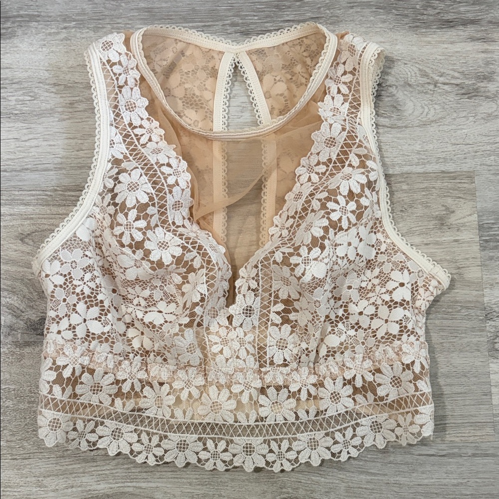 Intimissimi Floral Lace Crop Top - Cream